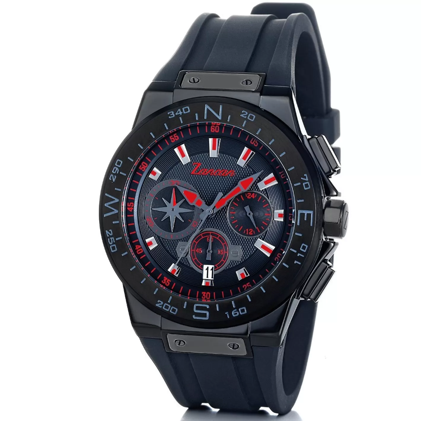 Zancan Gioielli Watches>Zancan Steel Chronograph Watch With Date Window And Silicone Strap.