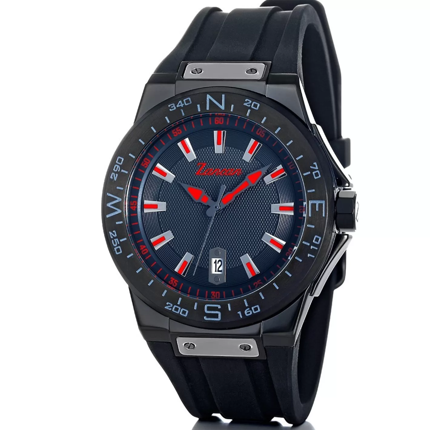 Zancan Gioielli Watches>Zancan Steel Time-Only Watch With Date Window And Silicone Strap.