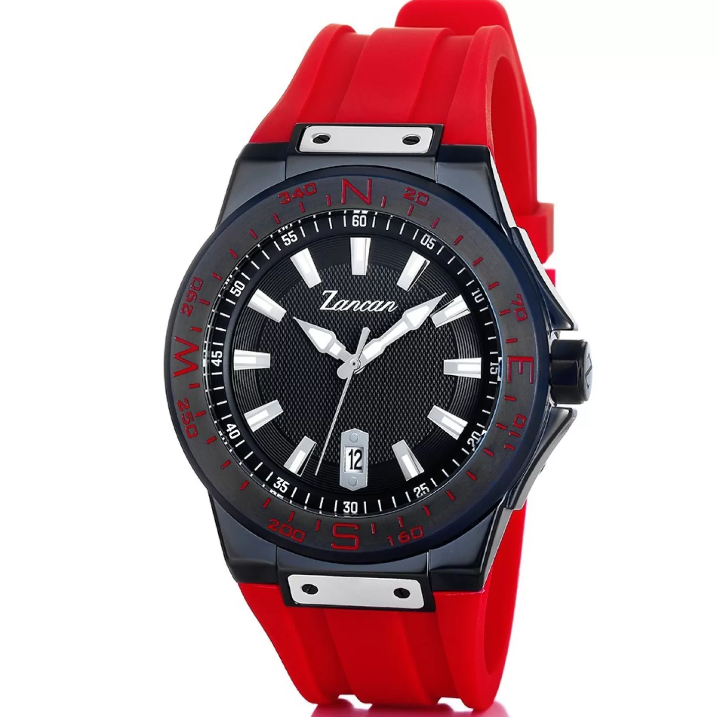 Zancan Gioielli Watches>Zancan Steel Time-Only Watch With Date Window And Silicone Strap.